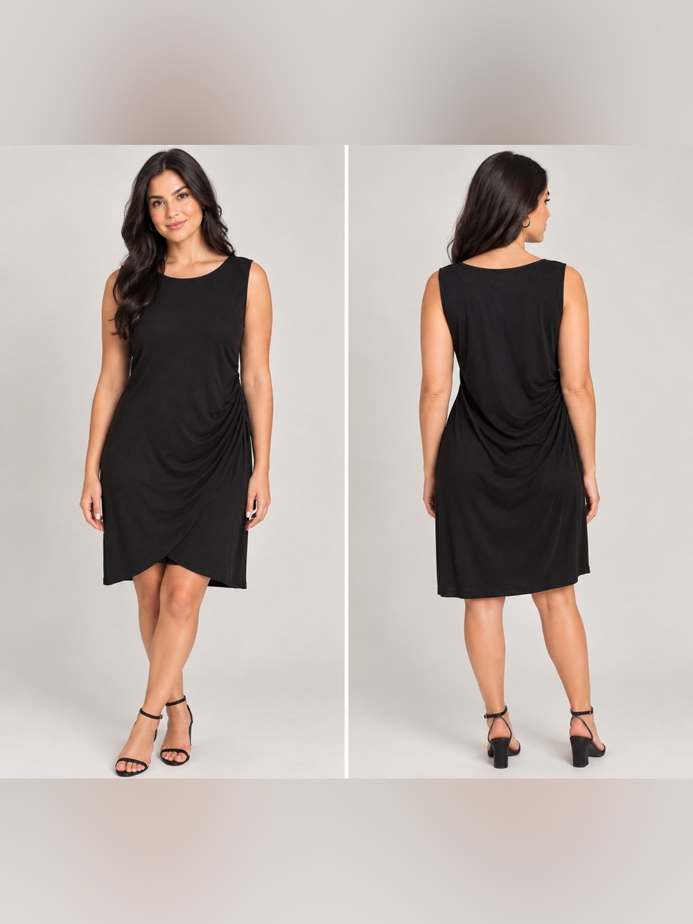 Forma Black Sleeveless Draped Tulip-Hem Dress - Women size large